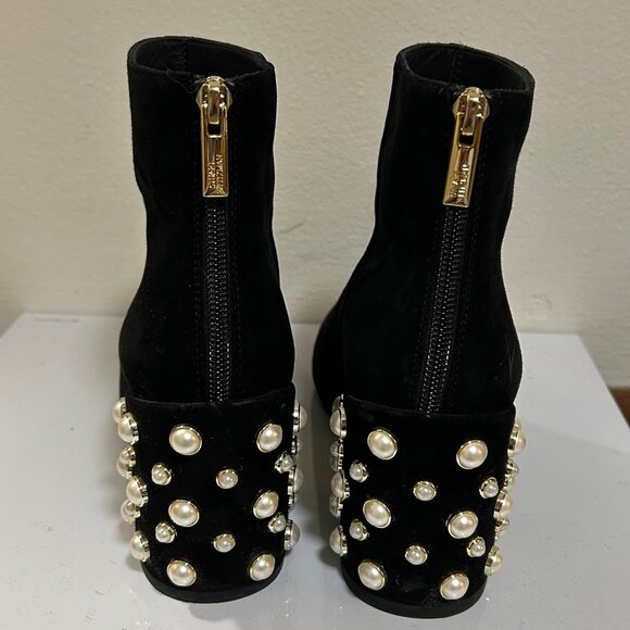 Stuart Weitzman Designer Pearl Black Suede Bacari Boots Size 8.5 - Picture 4 of 7